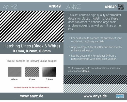 ANYZ Hatching Lines (Black & White) 0.1mm, 0.2mm, 0.3mm