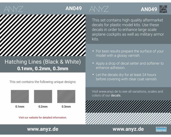 Main Image ANYZ Hatching Lines (Black & White) 0.1mm, 0.2mm, ...