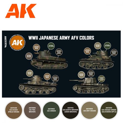 AK-Interactive AK 11774 WWII JAPANESE ARMY AFV COLORS PAINT SET
