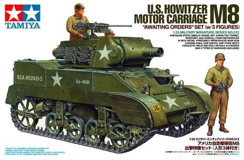 Tamiya 1:35- US Howitzer Motor Carriage M8 - Awaiting Orders w/3 Figures (35312)