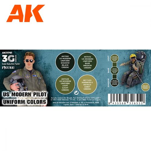 AK-Interactive AK 11761 US Modern Pilot Uniform Colors Set