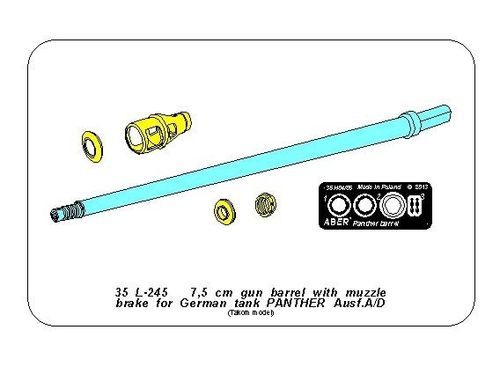 7,5 cm  barrel  with muzzle brake for Panther Ausf.A/D