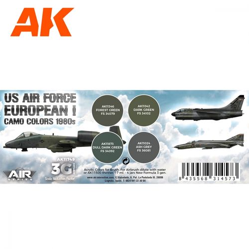 AK-Interactive AK11749 US Air Force European I Camo Colors 1980s