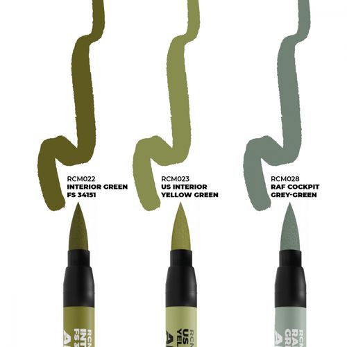 AK Real Colors Markers - Allied WWII Aircraft Cockpit Colors - 3 markers