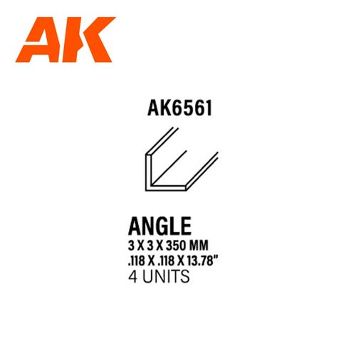 Angle 2.5 x 2.5 x 350mm - STYRENE STRIP