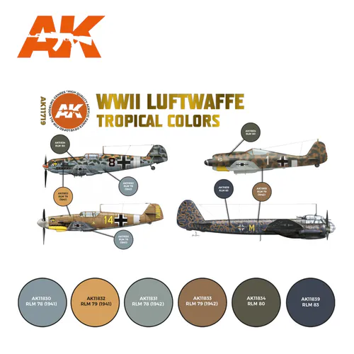 AK-Interactive AK 11719 WWII Luftwaffe Tropical Colors Set