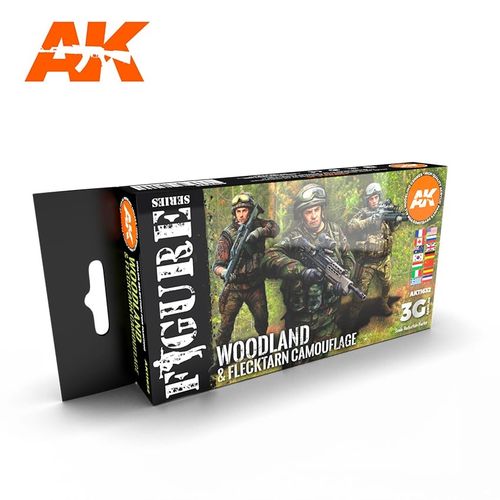 AK-Interactive AK 11632 WOODLAND & FLECKTARN CAMOUFLAGE SET