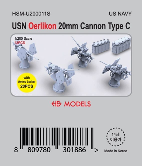 Hovedbilde HS Models 1:200 - US Navy Oerlikon 20mm Cannon ...