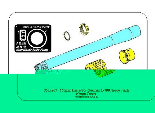 150mm Barrel with muzzle brake for German E-100 Heavy Tank Krupp Turret