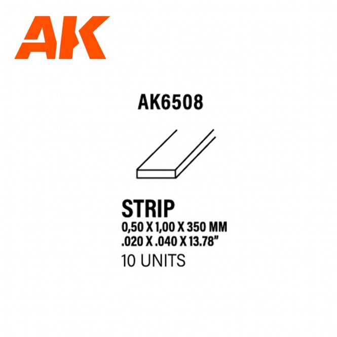 Main Image Strips 0.50 x 1.00 x 350mm - STYRENE STRIP