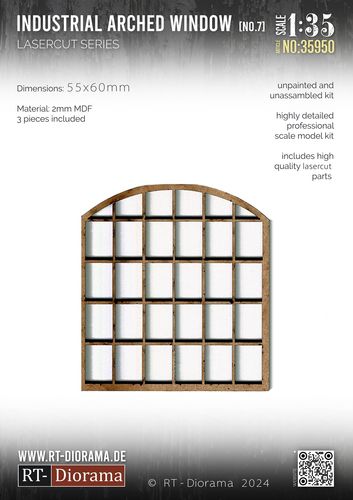 RT-Diorama 1:35 - 35950 Lasercut Industrial Arched Window No.7