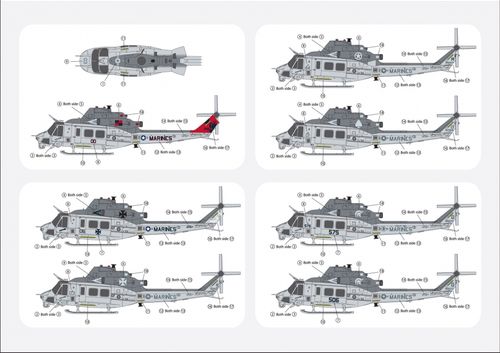 HS Models 1:350 - Bell UH-1Y Venom - Decal Set (for HS Models kits)