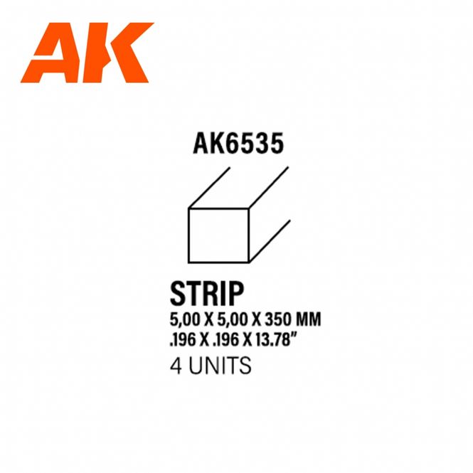 Main Image Strips 5.00 x 5.00 x 350mm - STYRENE STRIP
