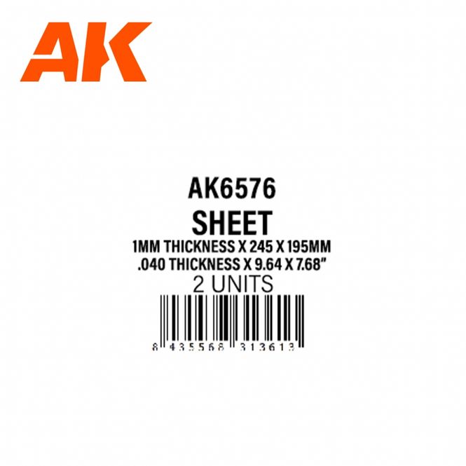 Main Image 1mmthickness x 245 x 195mm - STYRENE SHEET