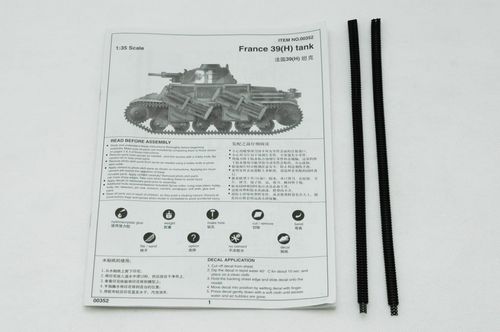 Trumpeter 1:35 - France 39(H) TANK SA 38 37mm gun 00352 