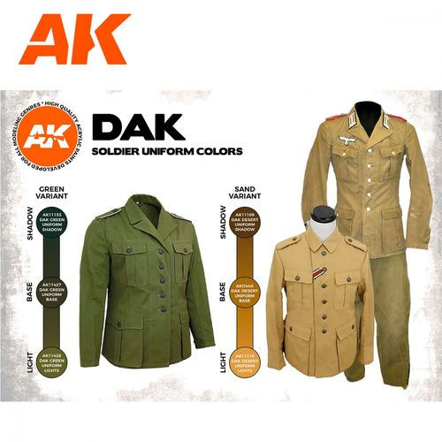 AK-Interactive AK 11628 DAK Soldiers Uniform Colors Set