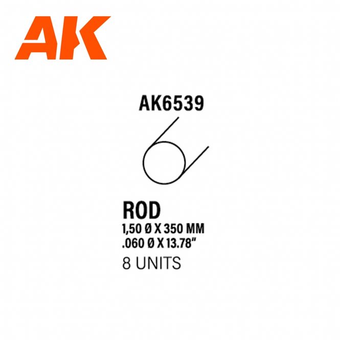 Main Image Rod 1.50 diameter x 350mm - STYRENE STRIP