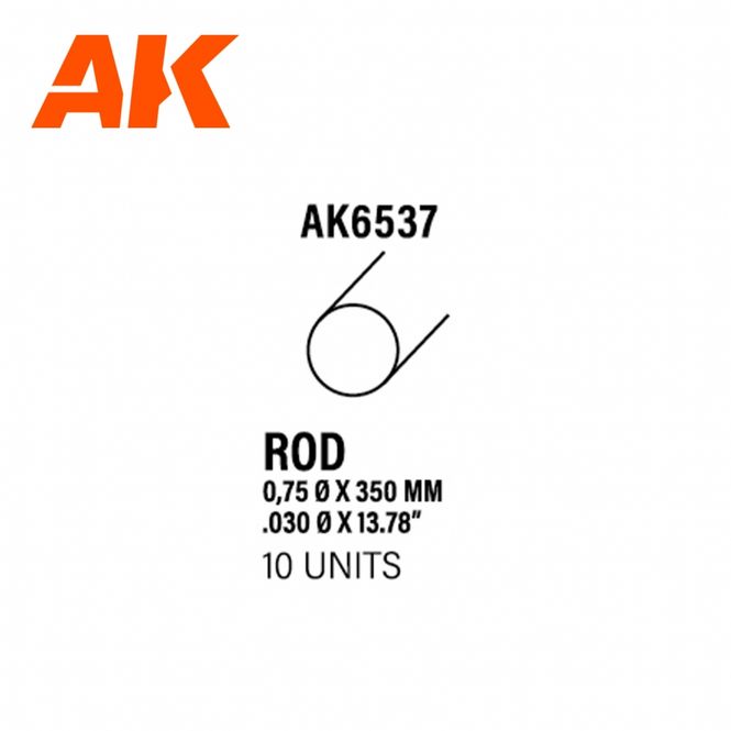 Main Image Rod 0.75 diameter x 350mm - STYRENE STRIP