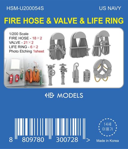 HS Models 1:200 - US Navy Fire Hose & Velve, Life Ring Set