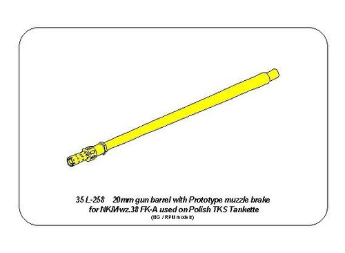 20mm gun barrel with prototype muzzle brake for nkm wz.38 FK-A used on TKS Tankette
