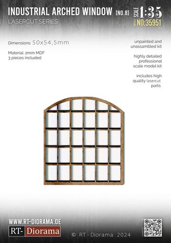 RT-Diorama 1:35 - 35951 Lasercut Industrial Arched Window No.8