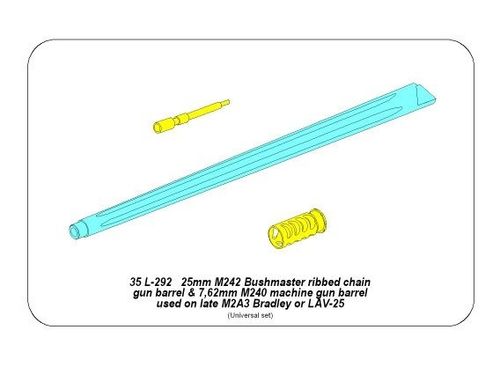 25mm M242 Bushmaste rribbed chain gun barrel &7,62mm M240 machine gun barrel used on late M2A3 Bradley or LAV-25