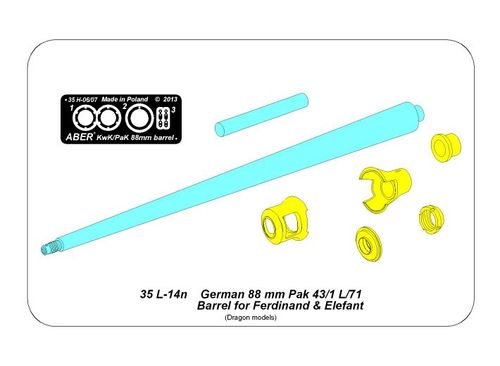 German 88 mm Pak 43/1 L/71Barrel for Ferdinand & Elefant