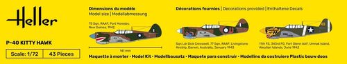 Heller 1:72 - P-40 Kitty Hawk - Starter Kit 56266 
