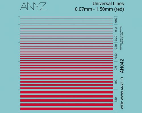 ANYZ Universallinjer 0,07 mm - 1,50 mm (rød)