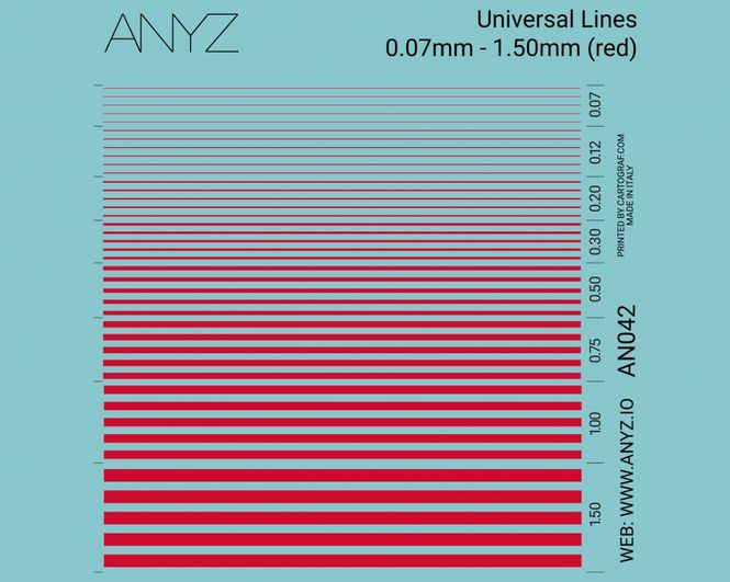 Hovedbilde ANYZ Universallinjer 0,07 mm - 1,50 mm (rød)
