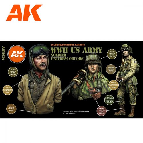 AK-Interactive AK 11634 WWII US ARMY SOLDIER UNIFORM COLORS