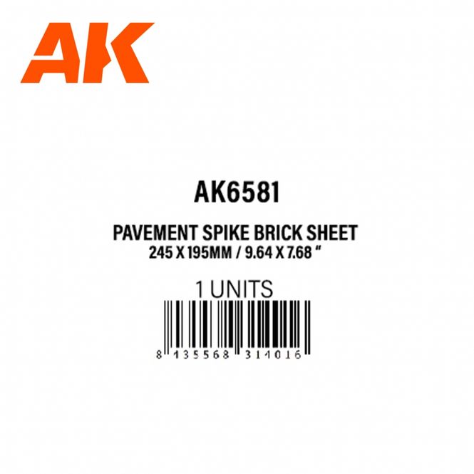 Main Image Pavement Spike Brick Sheet 245x195mm/9.64x7.68