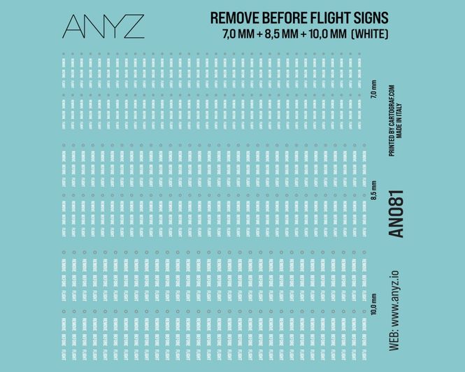 Main Image ANYZ Remove before flight signs 7,0 mm + 8,5 mm + ...