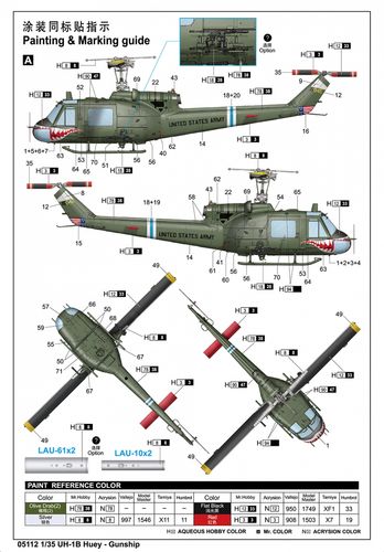 Trumpeter 1:35 - Bell UH-1 B Huey - Gunship (05112)