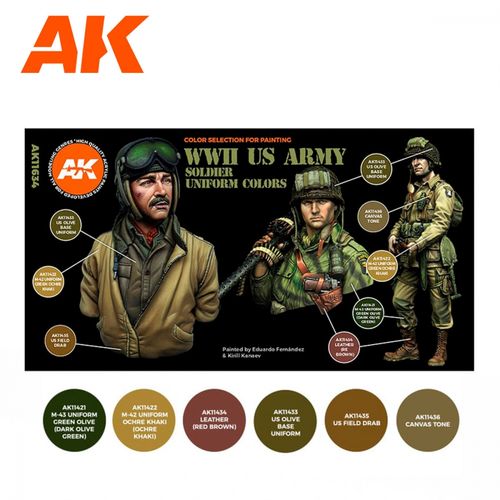 AK-Interactive AK 11634 WWII US ARMY SOLDIER UNIFORM COLORS